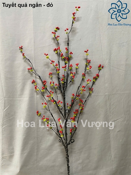 Tuyết quả ngắn - đỏ - Cành quả - Hoa Lụa Vân Vượng