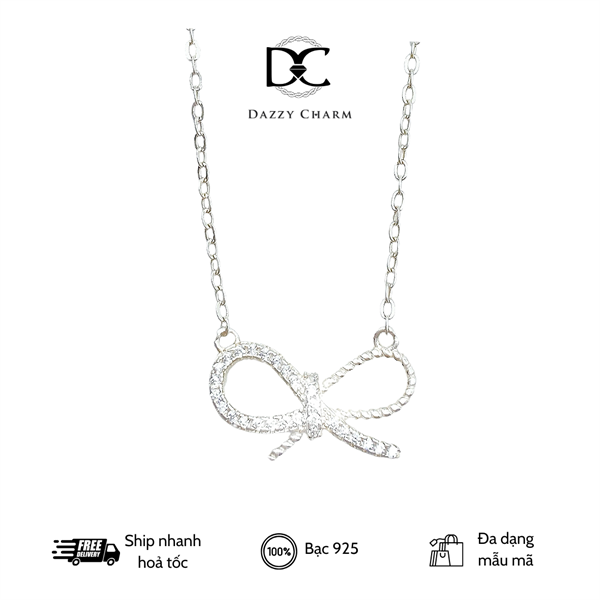 Dây chuyền Dazzy mặt nơ bướm đá tấm(cz)
