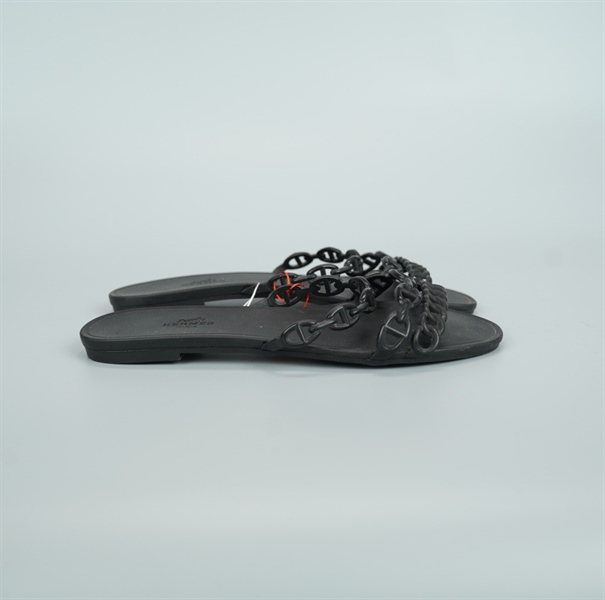 Dép Hermes đen size 38 (BQ) KG+