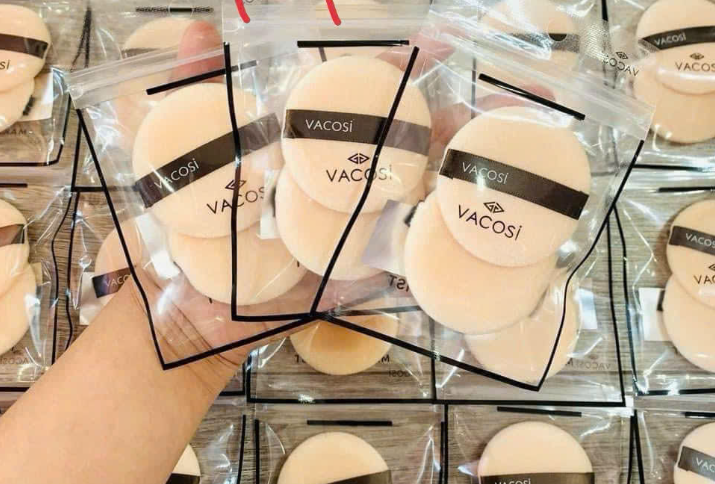 Bịch 2 bông phấn ướt tròn nhỏ Vacosi BP01