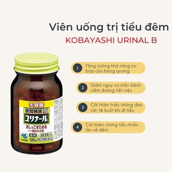 Viên uống hỗ trợ điều trị tiểu đêm Kobayashi Urinal B Nhật Bản 60 viên