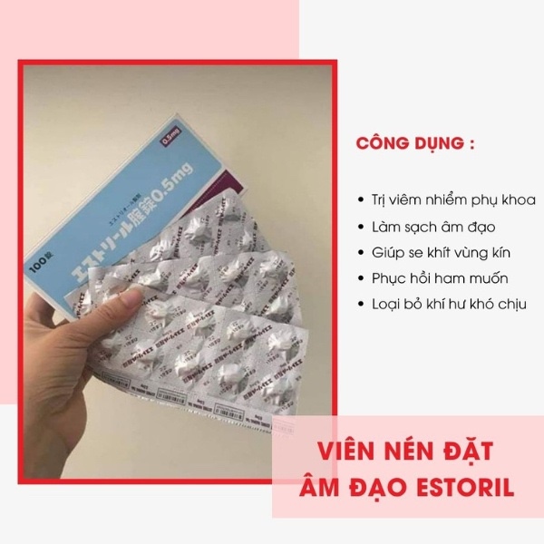 Viên nén đặt âm đạo Mochida Estoril 0.5mg Nhật Bản