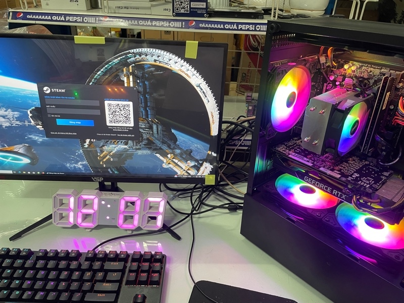 Case chiến wugong chưa màn. I7 8700, ram 24gb, ssd 360gb new, vga 2060 6gb