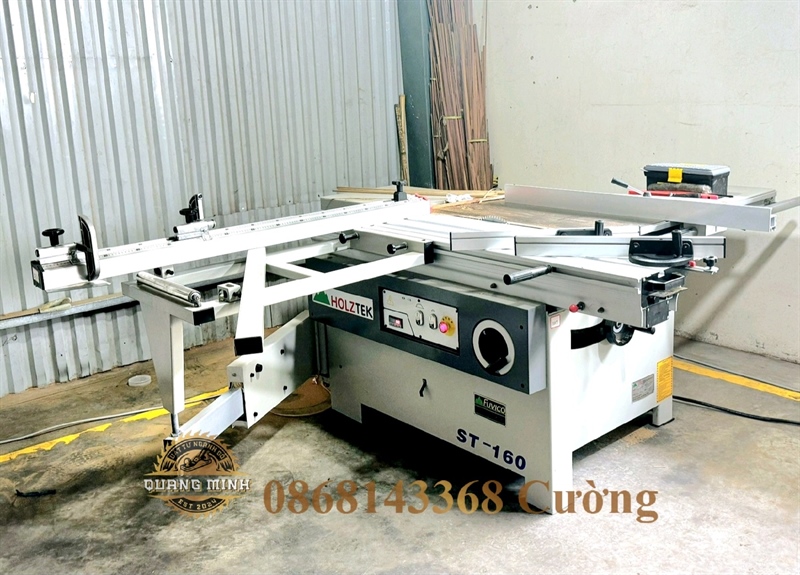 Cưa bàn trượt 2 lưỡi 1m6. Motor cắt chính 4kw, cắt phụ 0,75kw