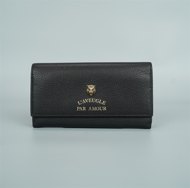 Ví L'aveugle par amour đen đầu hổ nắp gập (BQ) KG+