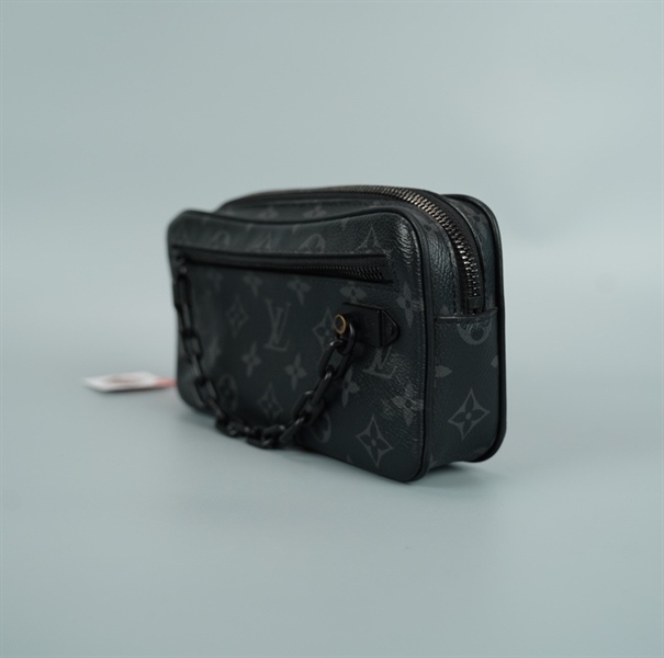 Túi LV clutch hoa đen kèm xích size 21 (SF3159) (BQ) KG+