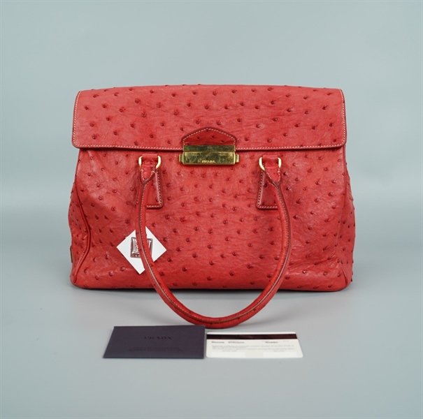 Túi Prada da đà điểu đỏ size 32 (BQ) KG+