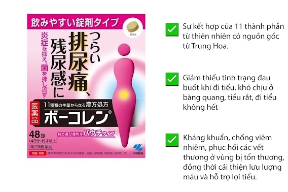 VIÊN UỐNG TRỊ VIÊM ĐƯỜNG TIẾT NIỆU KOBAYASHI Nhật Bản 48 VIÊN