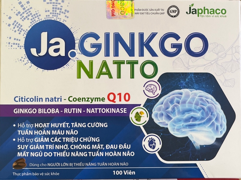 Ja Ginkgo Natto (hỗ trợ hoạt huyết, tăng cường tuần hoàn máu não) (Hộp 10 vỉ x 10 viên) - Japhaco