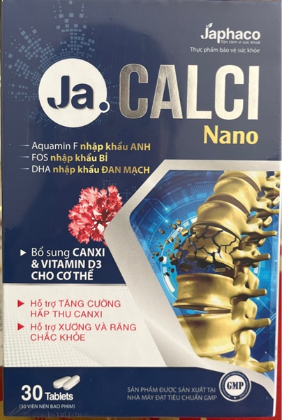 Ja Calci nano (bổ sung canxi và vitamin) (Lọ*30viên) - Japhaco