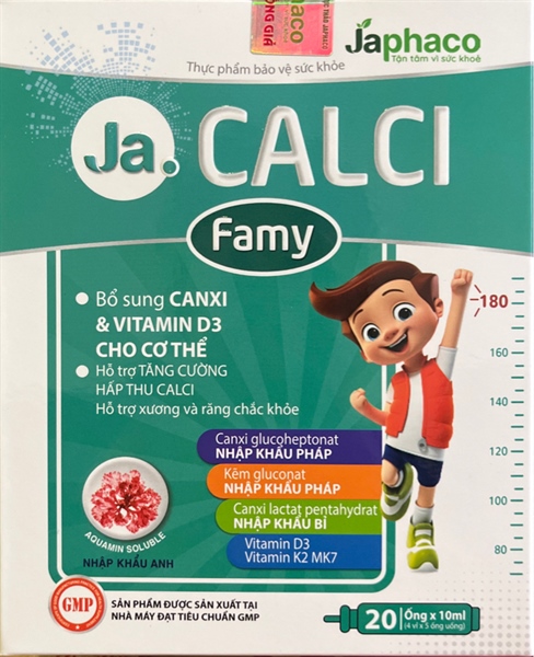 Ja Calci famy (bổ sung canxi và vitamin D3) (Hộp 20ống x 10ml) - Japhaco