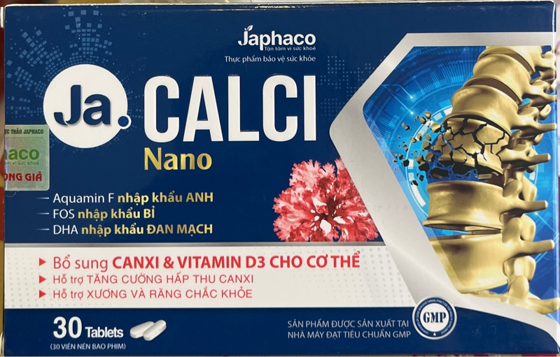 Ja calci nano (bổ sung canxi và vitamin D3) (Hộp 3 vỉ x 10 viên) - Japhaco