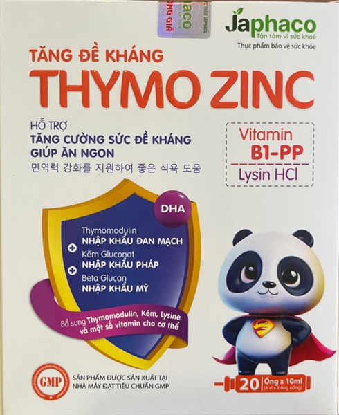 Thymo Zinc (tăng cường sức đề kháng giúp ăn ngon) (Hộp 20 ống x 10ml) - Japhaco