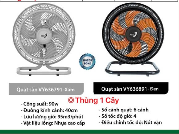 Quạt sàn Turbo Plus 90w 4 tấc 6 cánh Xám