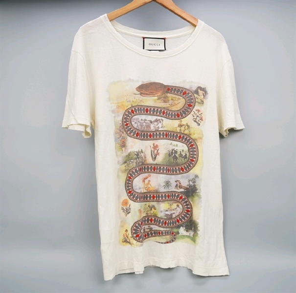 Áo thun GG trắng in hình rắn (BQ) KG+