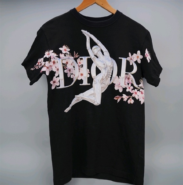Áo thun Dior đen hoa đào (BQ) KG+