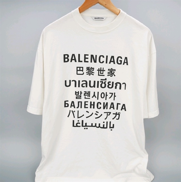 Áo thun Balenciaga trắng chữ đen (BQ) KG+