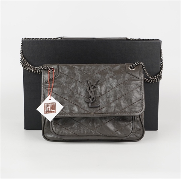 Túi YSL màu xám đậm (PLB5330371119) sz22 (HC) +