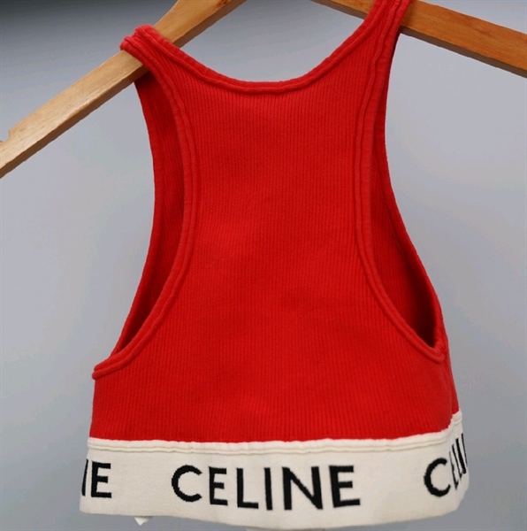 Áo Celine thể thao đỏ viền trắng (BQ) KG+