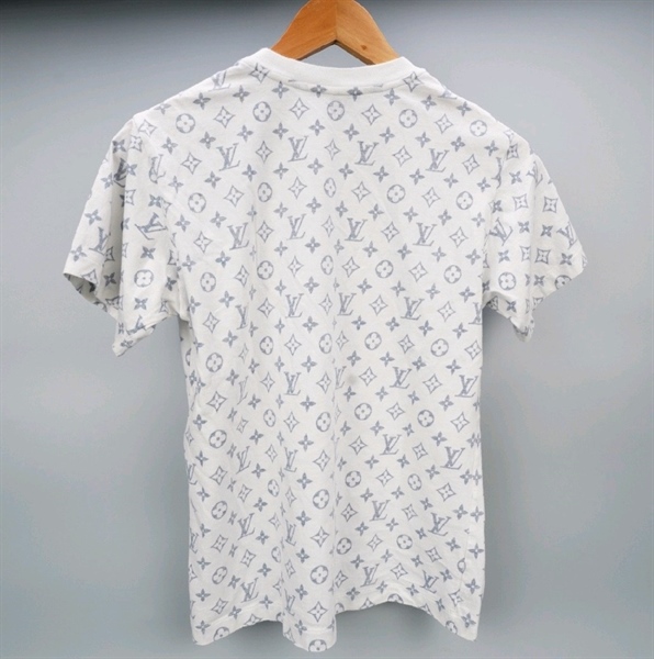 Áo thun LV trắng hoa xanh dây xích (BQ) KG+