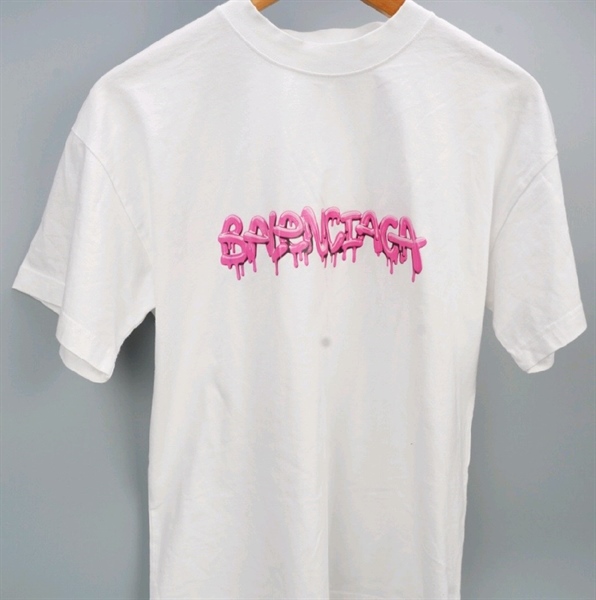 Áo thun Balenciaga trắng chữ hồng (BQ) KG+