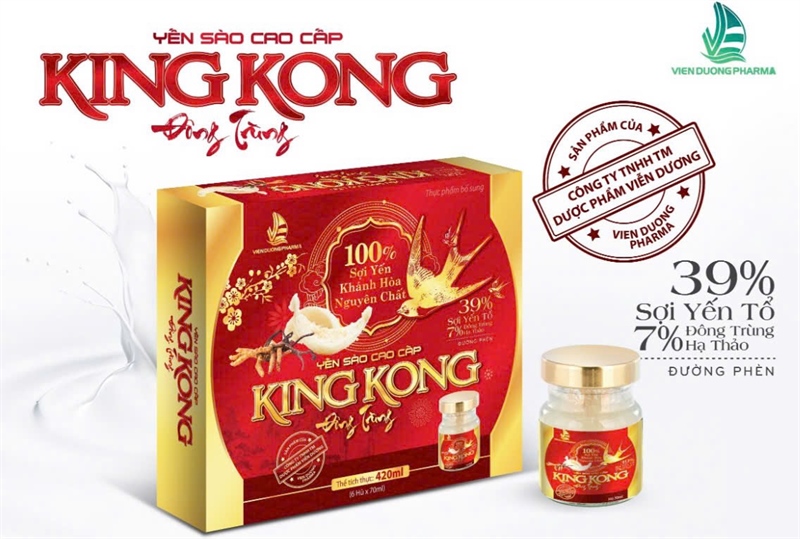 Yến sào cao cấp KINGKONG Đông trùng (Hộp 6 lọ x 70ml) - Viễn Dương