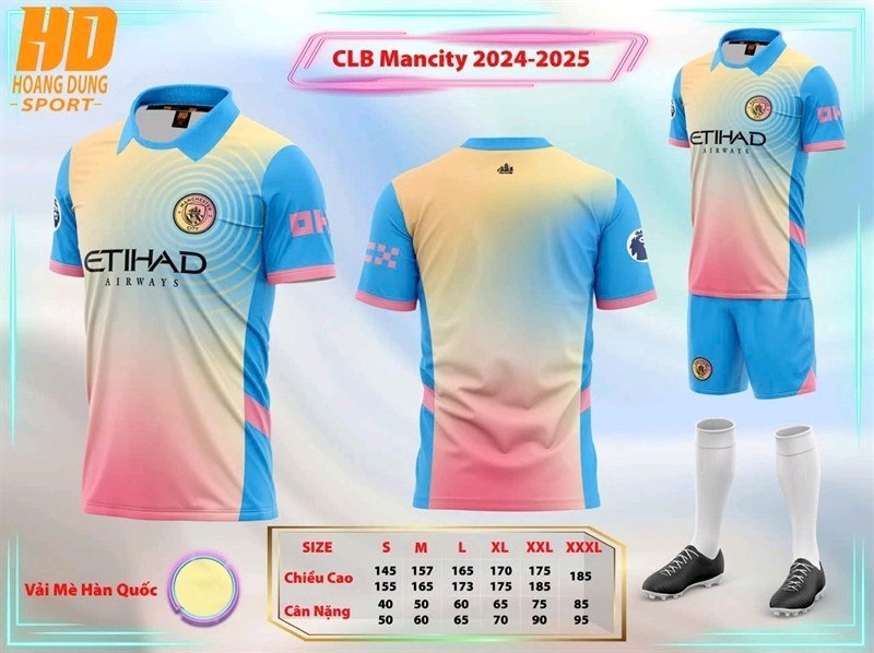 Bộ bóng đá Man City HD - Kem loang
