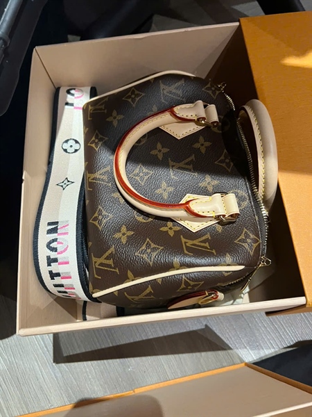 Túi LV speedy nano hoa nâu 20cm (BQ) KG+