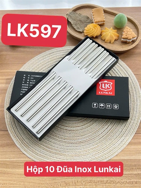 S185 - L597 LK597 Hộp 10 Đũa Inox Lunkai 25.5cm LK-KZ597 [T24]