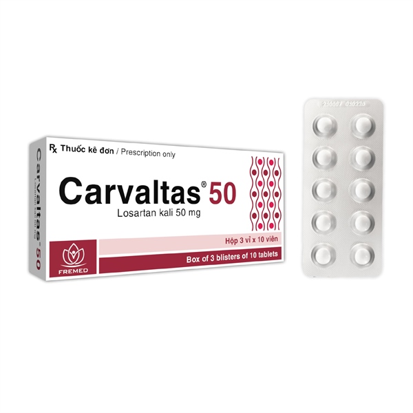 CARVALTAS 50 LOSARTAN KALI 50MG (H/30V) FREMED-duoc-ban-tai-DomedPharma