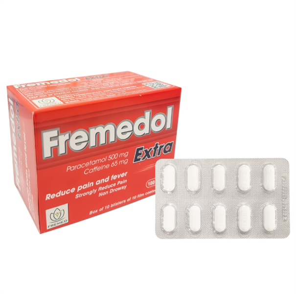 FREMEDOL EXTRA PARACETAMOL 650MG, CAFEINE 65MG (H/100V) FREMED-duoc-ban-tai-DomedPharma