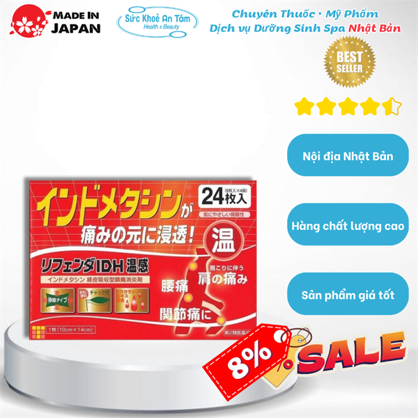 Cao dán nóng giảm đau xương khớp Takatsumi Refender IDH Nhật Bản 24 miếng