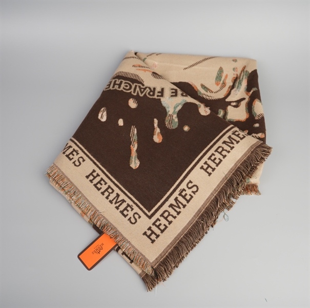 Khăn Hermes nâu đậm ++