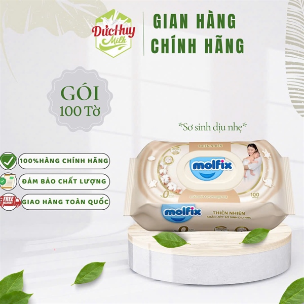Khăn giấy ướt Molfix nâu sơ sinh dịu nhẹ 100 miếng