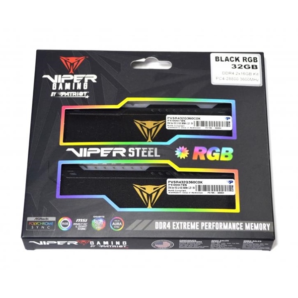 Kit RAM PC DDR4 Patriot Viper Steel RGB 32GB (2x16GB) 3200MHz