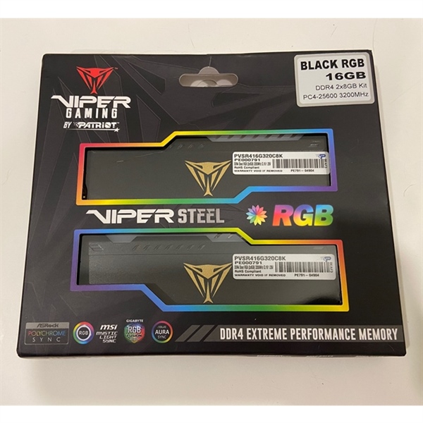 Kit RAM PC DDR4 Patriot Viper Steel RGB 16GB (2x8GB) 3200MHz