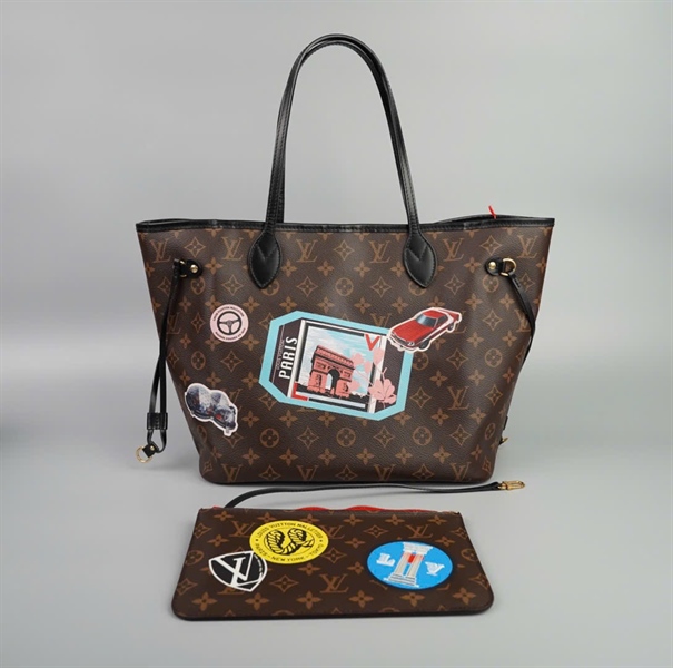 Túi LV neverfull hoa nâu xe hơi + ví size 30 (HC) +