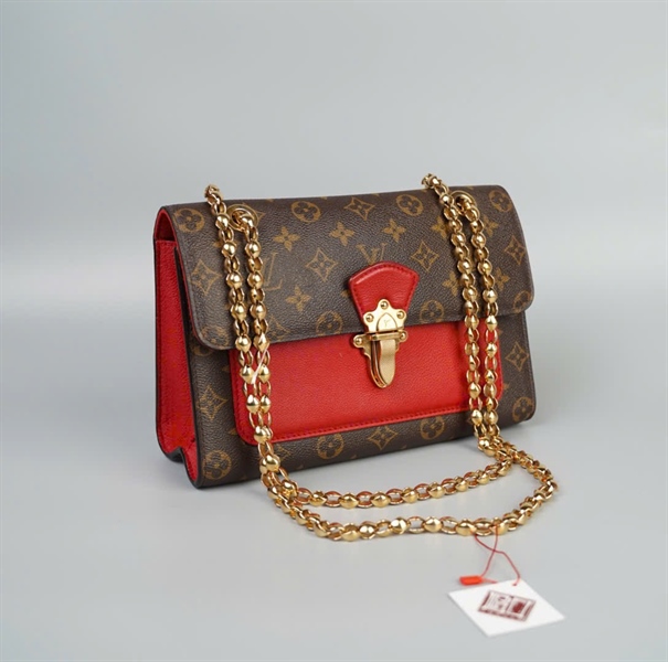 Túi LV Victoria hoa nâu phối đỏ size 26 (TB)+