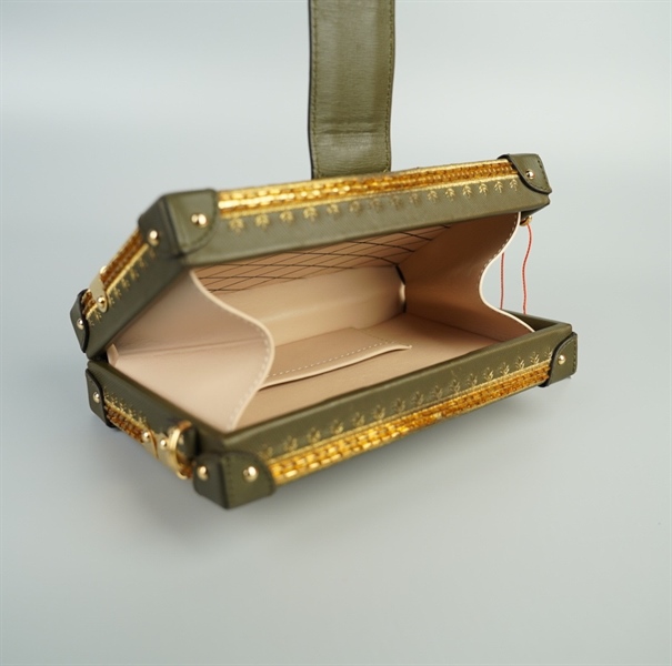 Túi LV trunk xanh viền vàng size 20 (BH)+