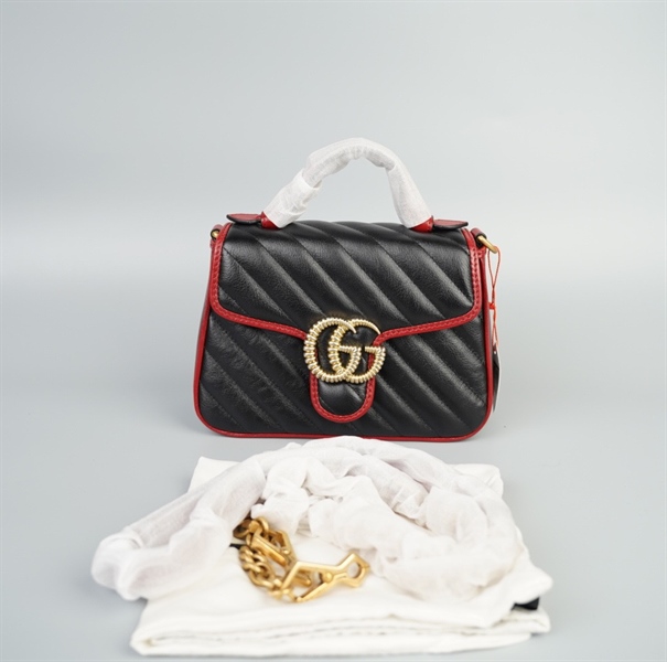 Túi GG handle đen viền đỏ size 20 (TB) +