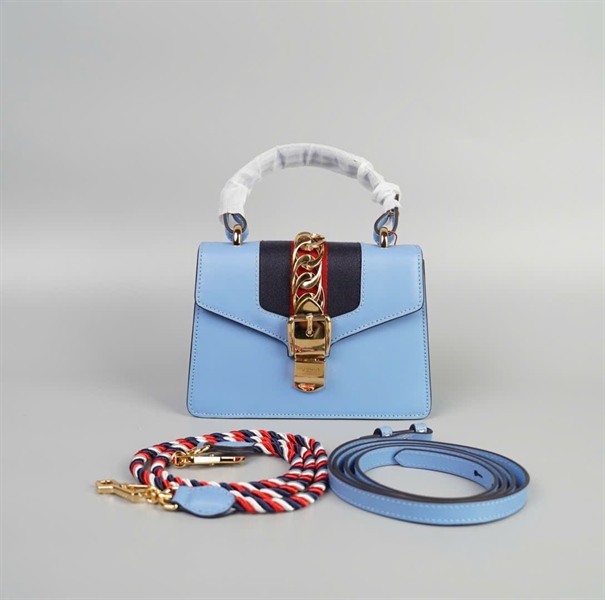 Túi GG Sylvie màu xanh (470221.525040) size 20 (TB) +