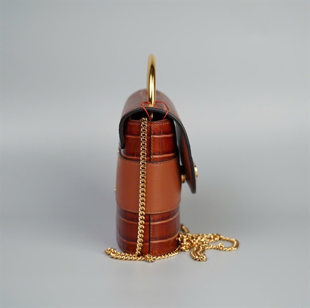 Túi Chloé vân da nâu đỏ KG+