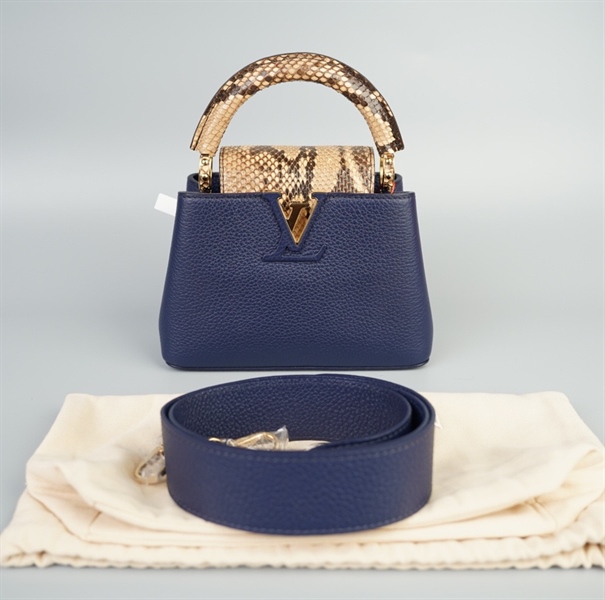 Túi LV capu quai trăn xanh đen size 20 (TB) +