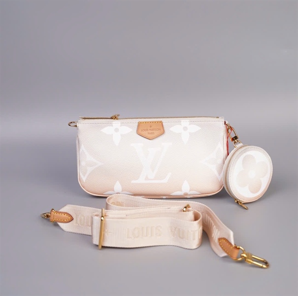 Túi LV hoa trắng nude size 23 kèm ví tròn (TB) +