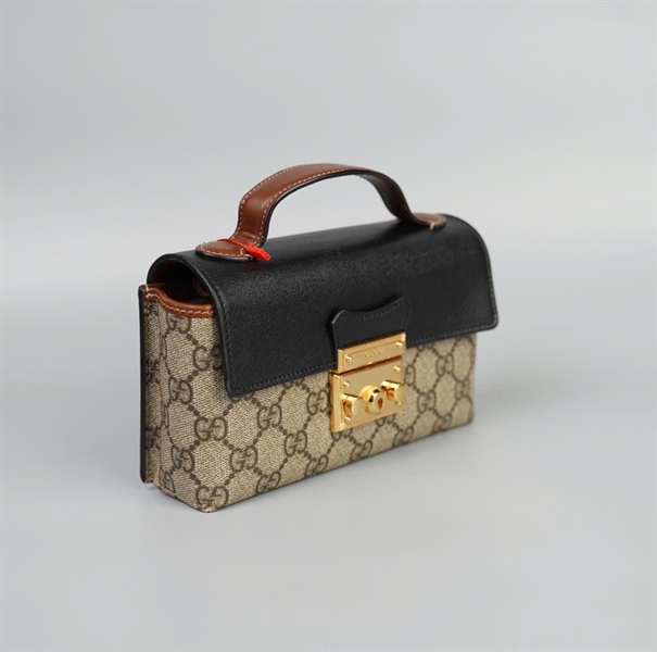 Túi GG xám nắp đen size 18 (TB)+