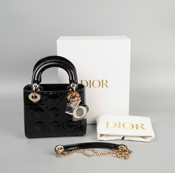 Túi Dior lady đen bóng size mini (HC) +