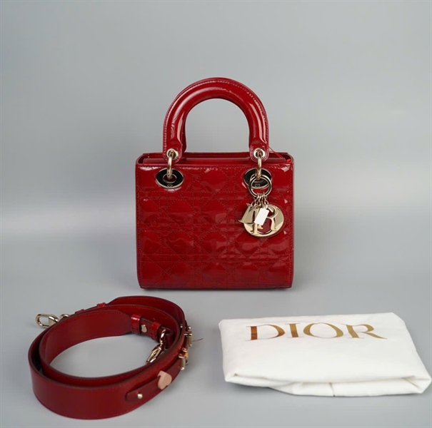 Túi Dior Lady đỏ bóng size S (TB) +
