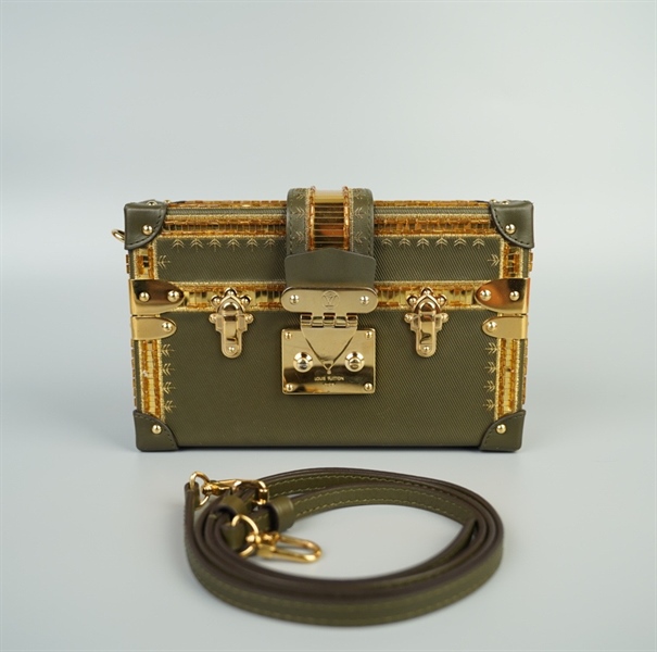 Túi LV trunk xanh viền vàng size 20 (BH)+