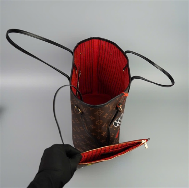 Túi LV neverfull hoa nâu xe hơi + ví size 30 (HC) +