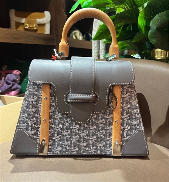 Túi Goyard xám quai gỗ size 27 (TB)+